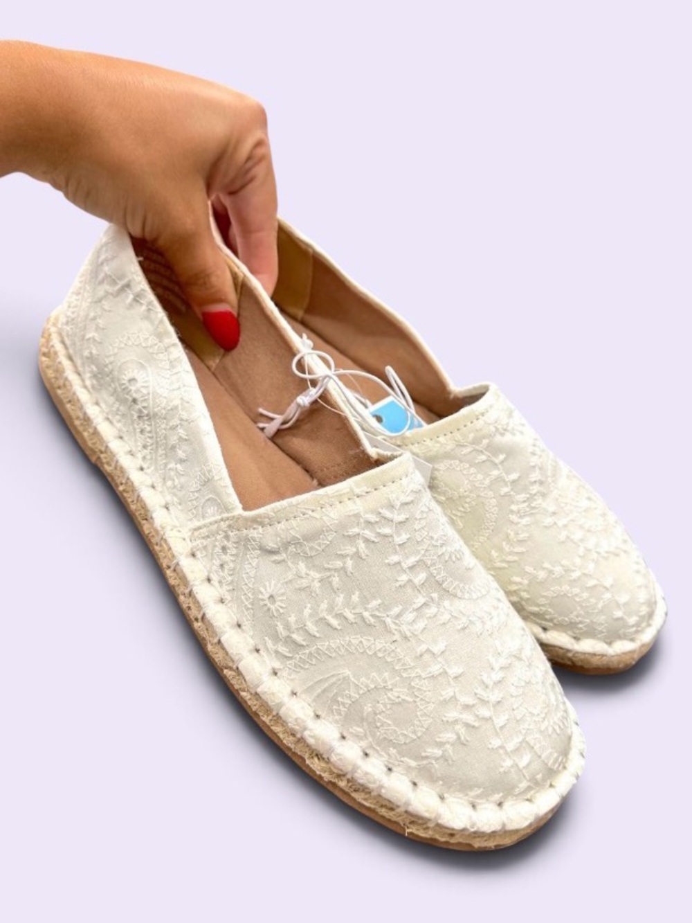 Draper James Azura White Eyelet Espadrille Flats Size 8 - NEW